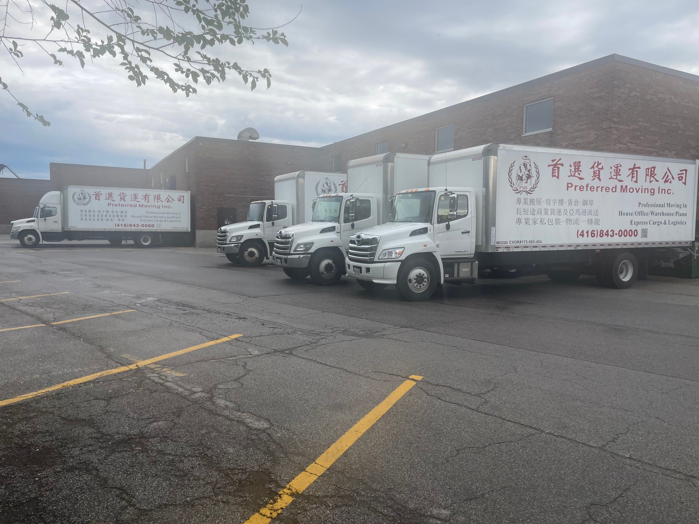 Our trucks lined up outside the warehouse